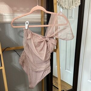 Elegant Pink One-Shoulder Bodysuit